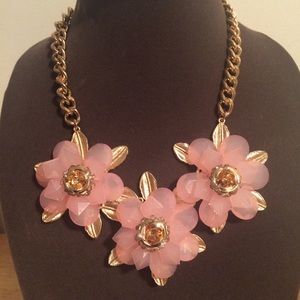Pink flower statement necklace