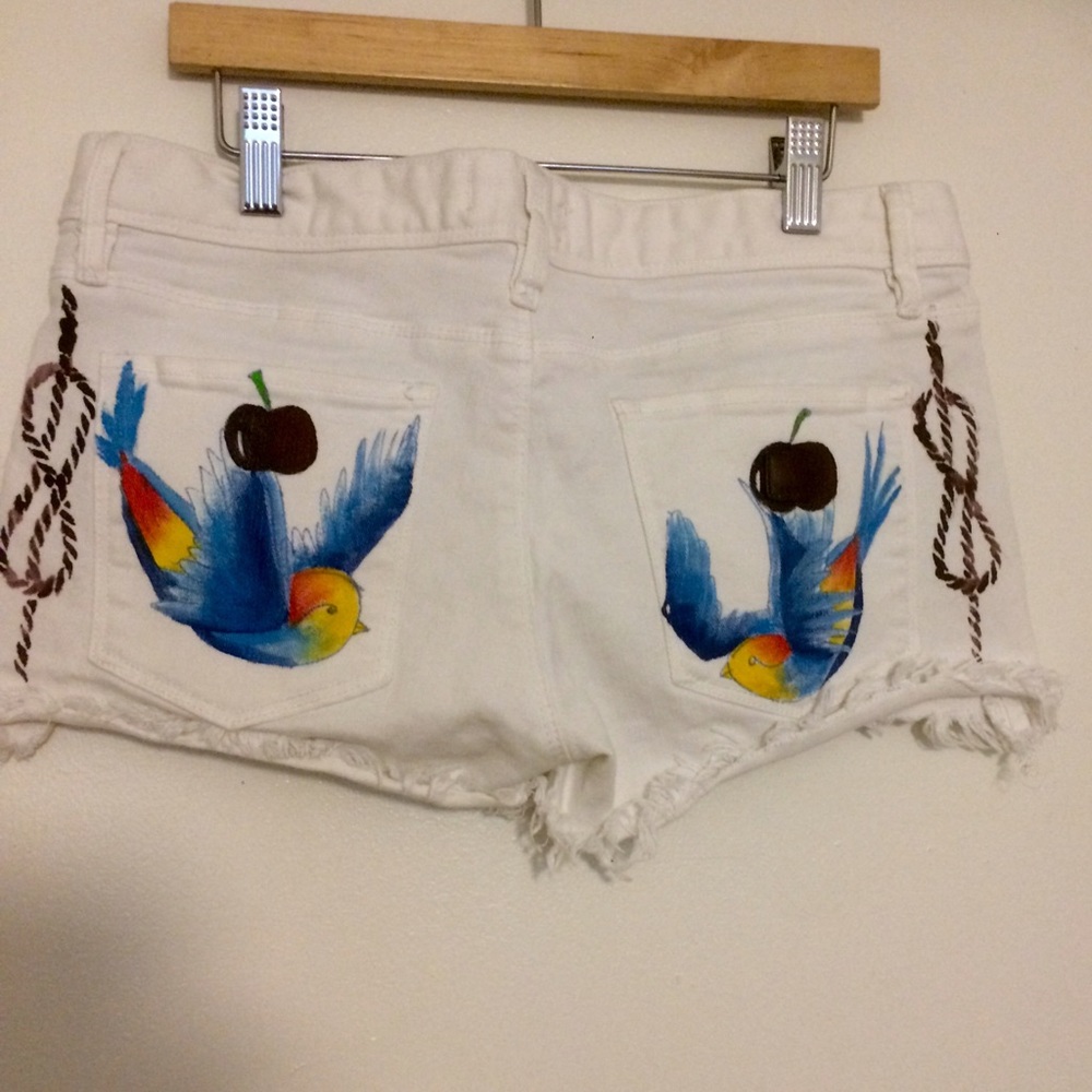 Hand-painted Roxy Shorts traditional swallow