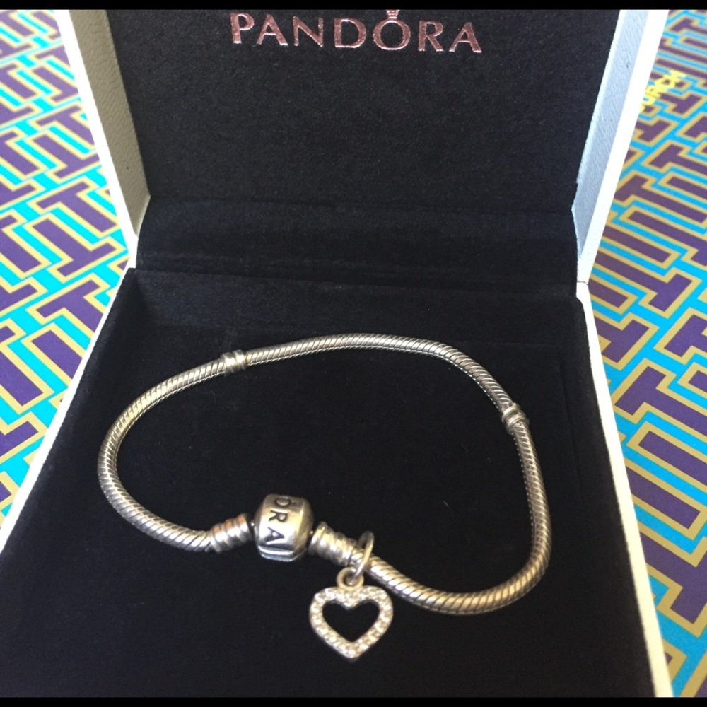 Pandora Silver Bracelet with CZ ❤ Charm