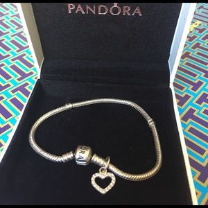 Pandora Silver Bracelet with CZ ❤ Charm