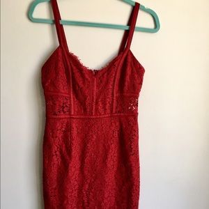 EXPRESS Red Lace Sheath Dress