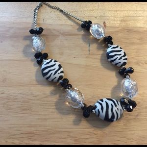 Zebra chunky bead necklace