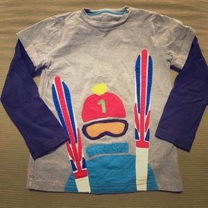 Mini Boden 5-6y appliqué Faux layered T-shirt