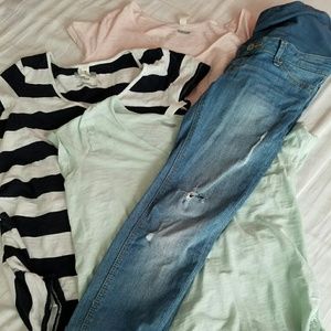 THREE Maternity shirts and Jeans