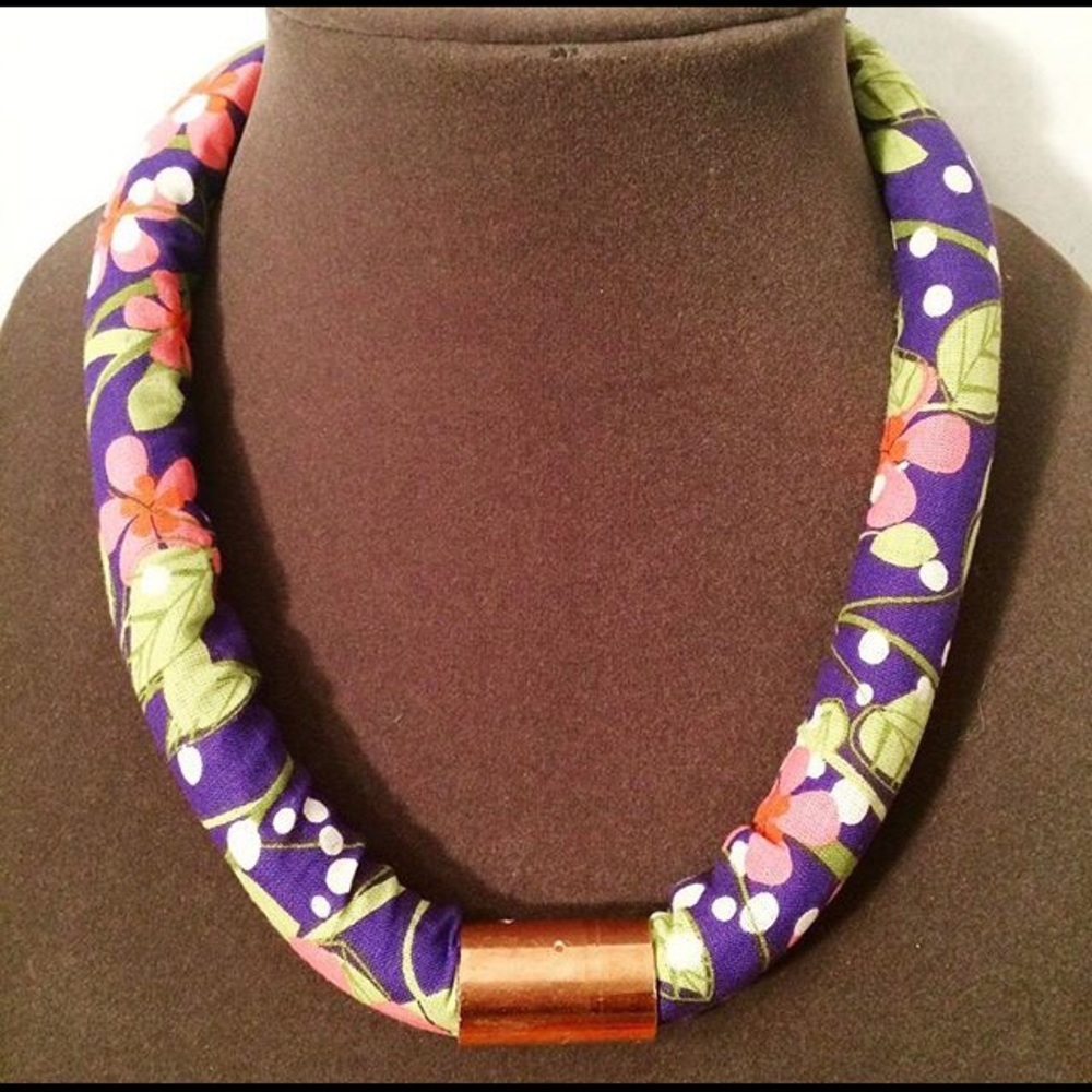 Handmade Ankara rope necklace