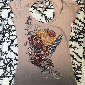 Guess beaded ombré T shirt