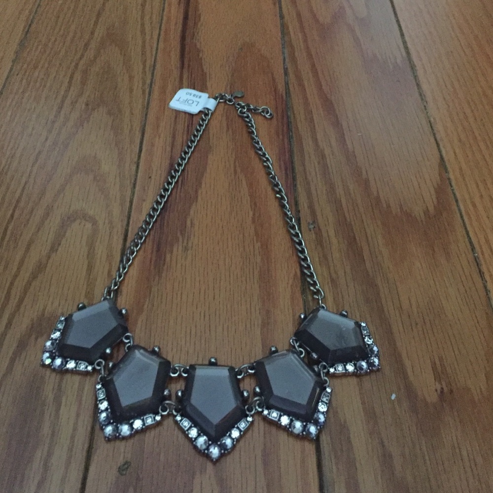 Silver and faux diamond necklace