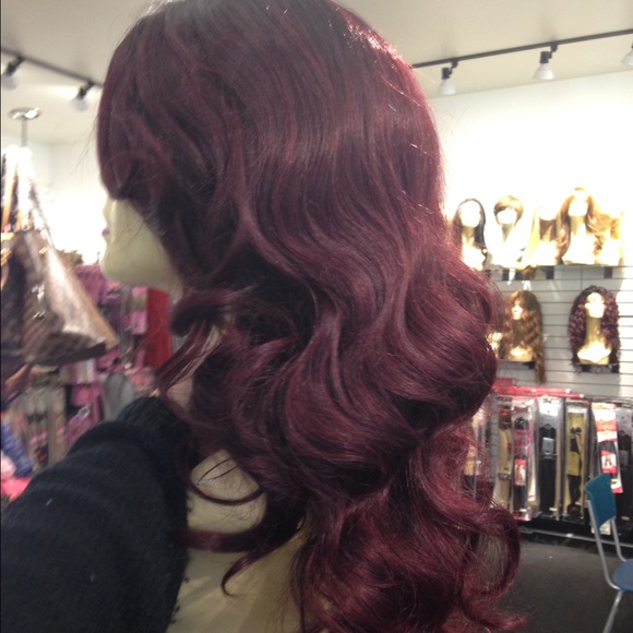 OmbreLacefront Black/Burgundy New Luxury long Wig main image 4