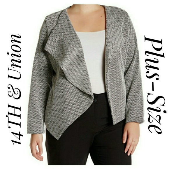 14TH  & Union  Jackets & Blazers - 14TH & Union Zigzag Drape  Plus-Size  Jacket in 1X