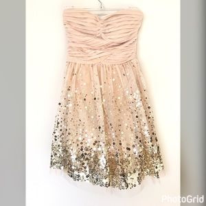 Short Tan/Gold Hoco Dress