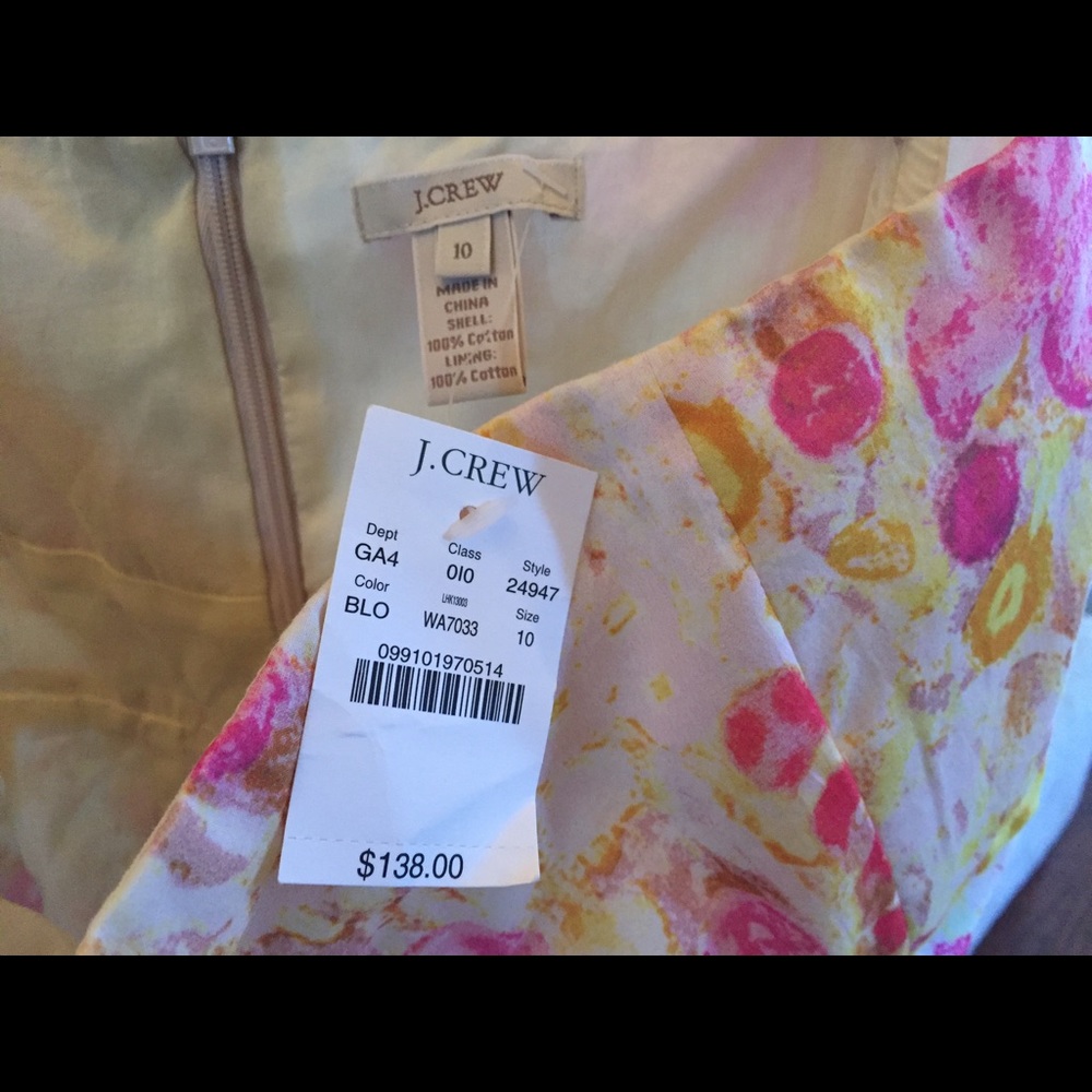NWT J Crew watercolor peony strapless dress $138