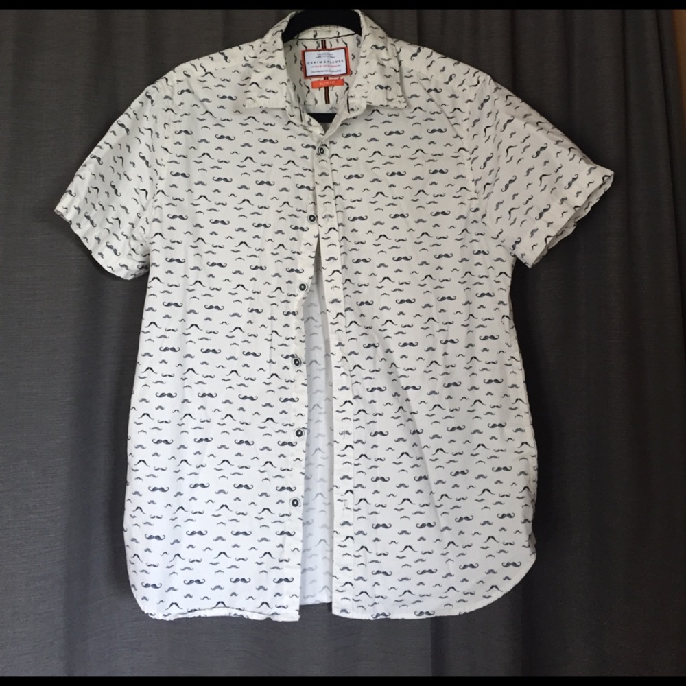 Slim fit men's mustache button up