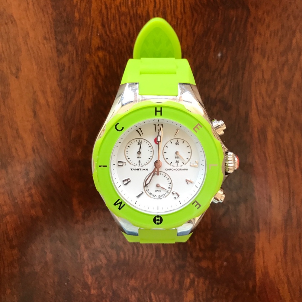 Michele bright green jelly bean watch