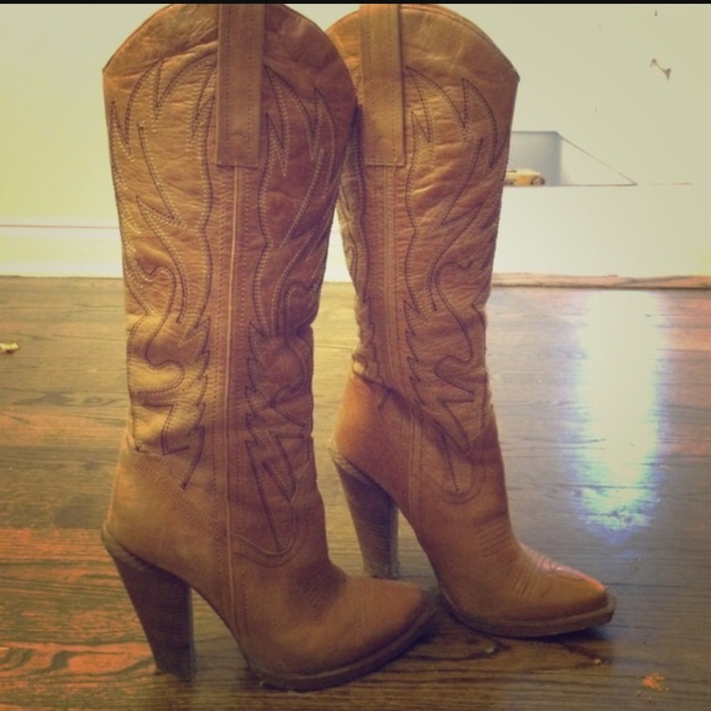Jessica Simpson Brown Heel Cowboy Boots