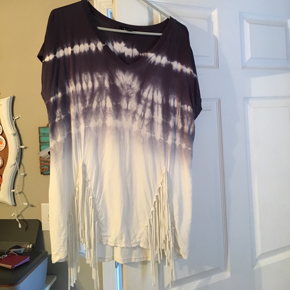 Tie dye top with fringe