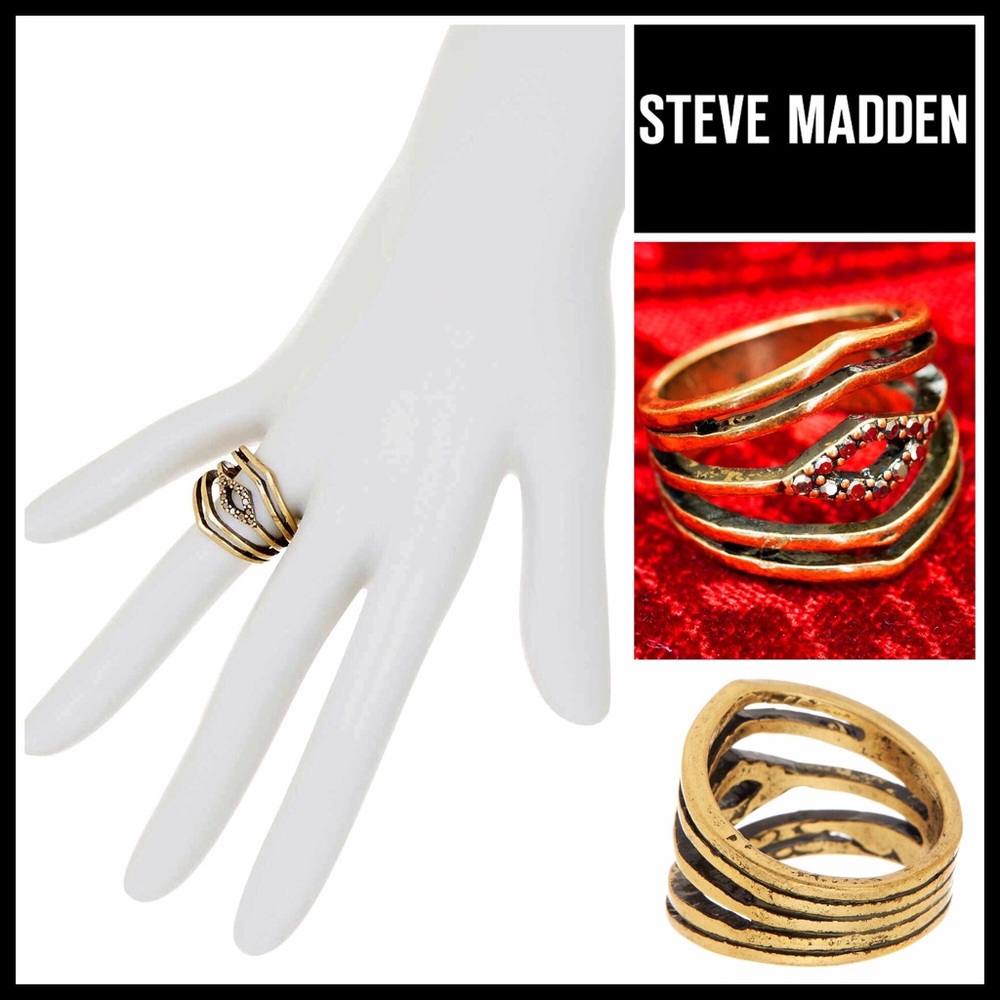 ❌SOLD❌STEVE MADDEN STATEMENT PAVE COCKTAIL RING - Picture 1 of 8