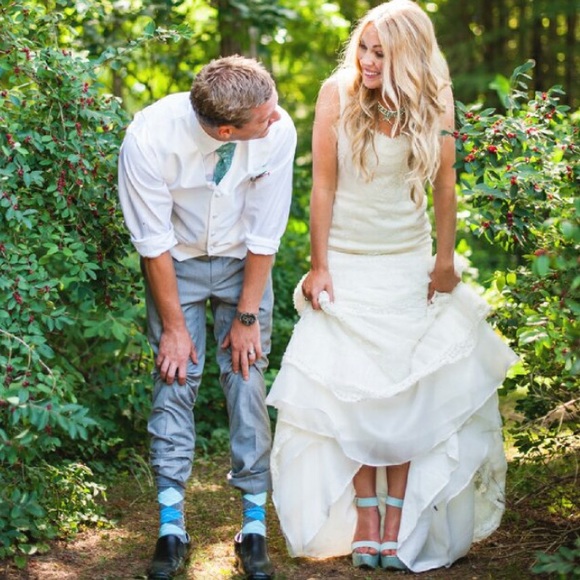 Melissa Sweet Ivory Lace Satin Organza Gown - Picture 2 of 8