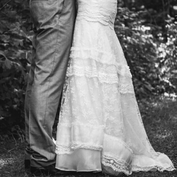 Melissa Sweet Ivory Lace Satin Organza Gown - Picture 8 of 8