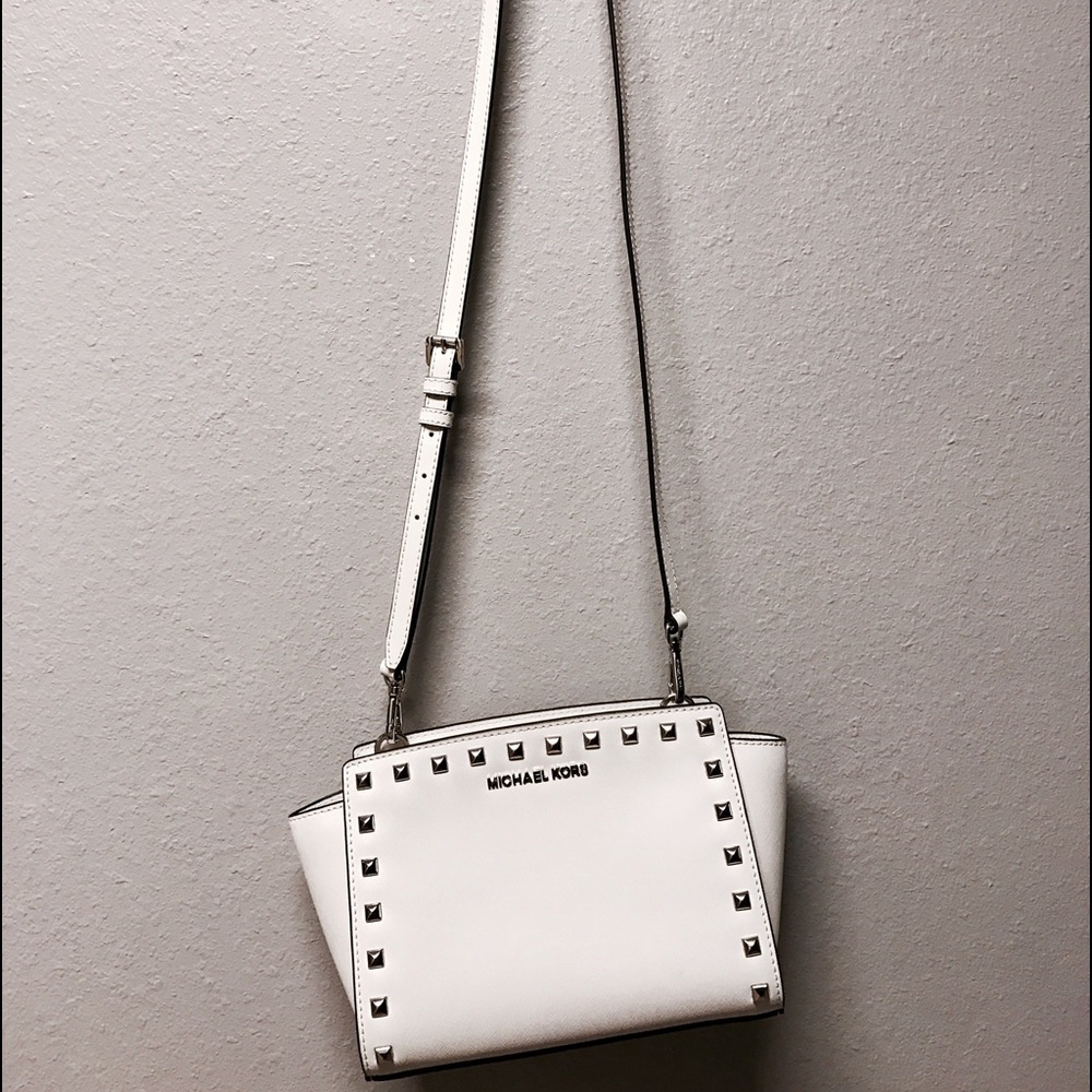 Michael Kors white cross body with studs