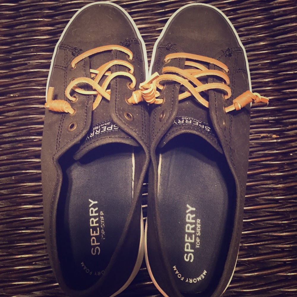 Black Sperry Slip Ons