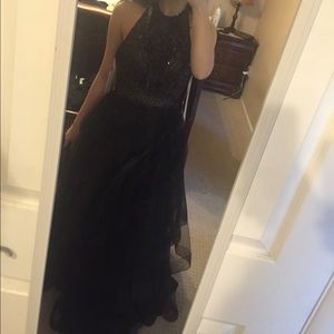 Brand New Black Sequined Halter Top Prom Dress