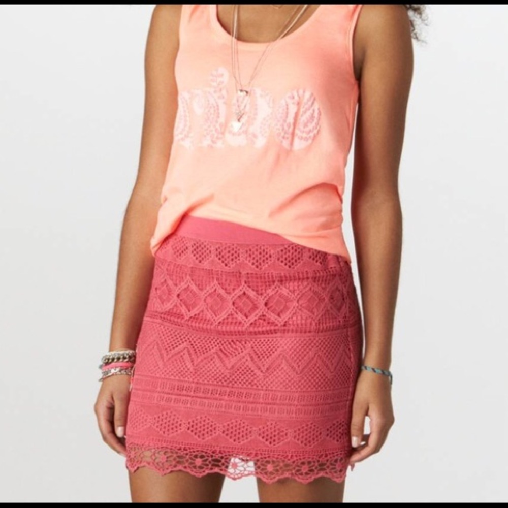 Pink Crochet Mini Skirt