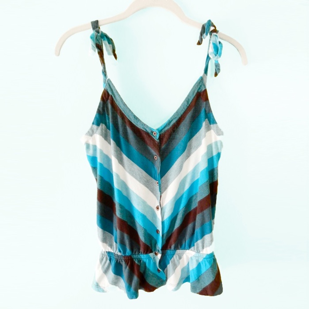Blue & Brown Striped Tank