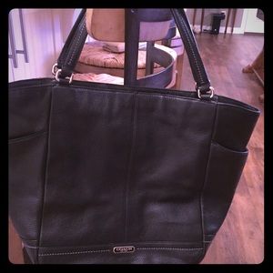 Black Coach East/West Leather Tote