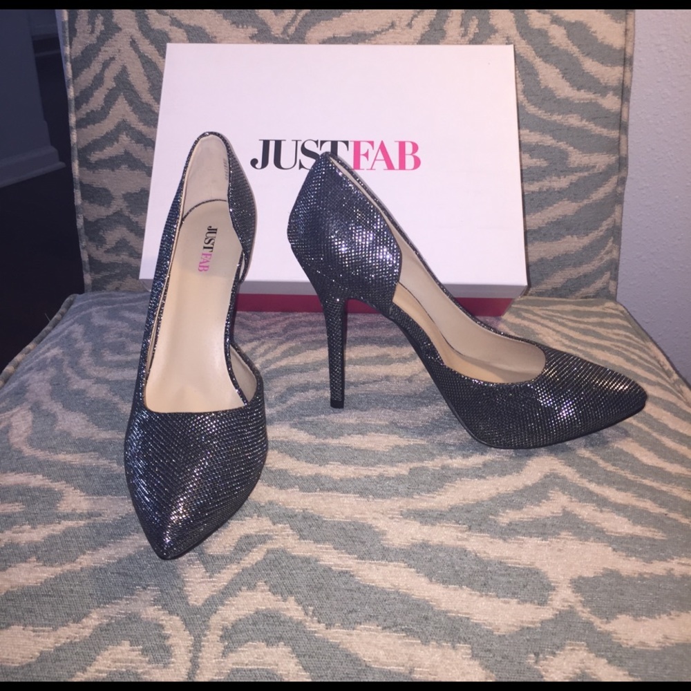 Silver sparkle high heels