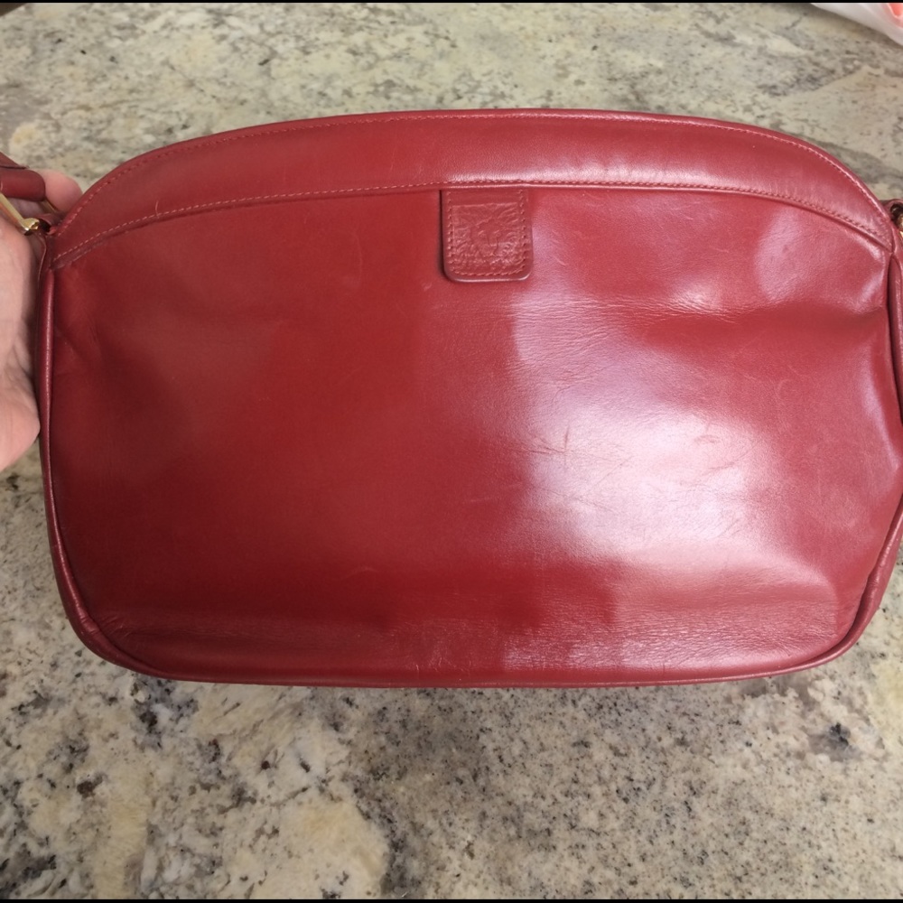 Anne Klein red leather vintage shoulder bag
