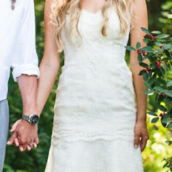 Melissa Sweet Ivory Lace Satin Organza Gown - Picture 4 of 8