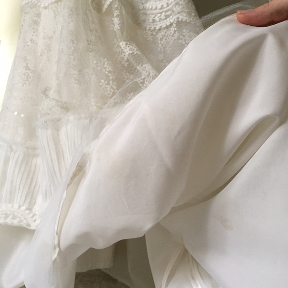 Melissa Sweet Ivory Lace Satin Organza Gown - Picture 8 of 8