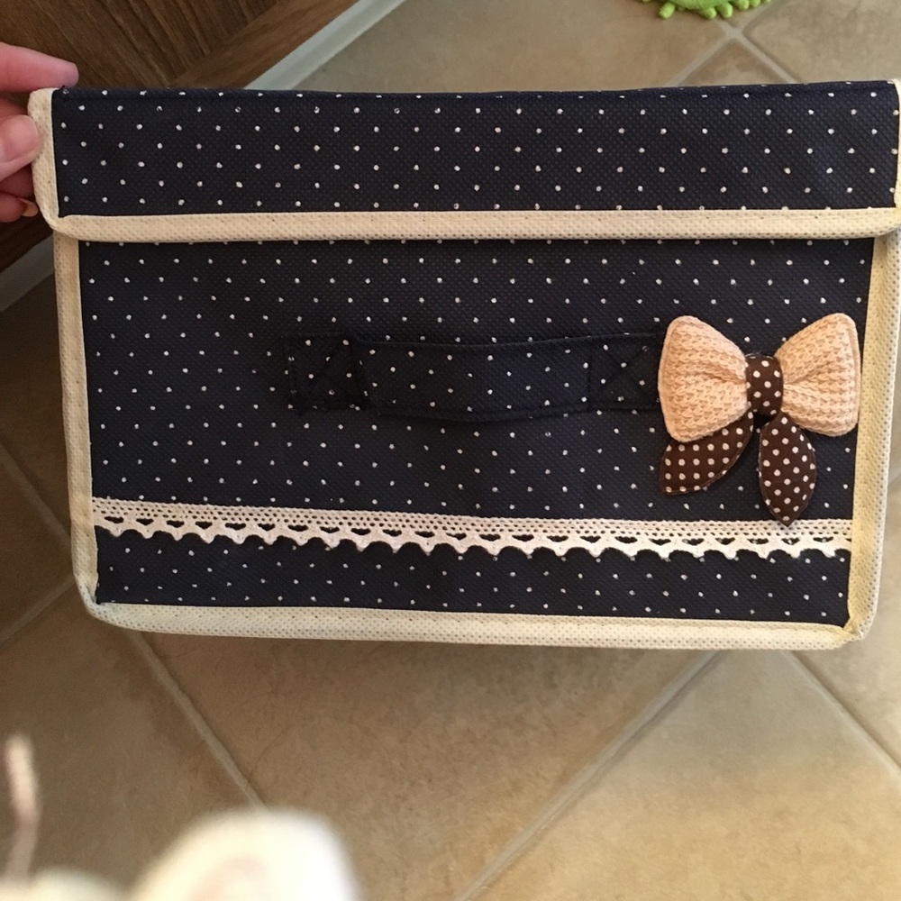 Japanese blue cute storage box, containing