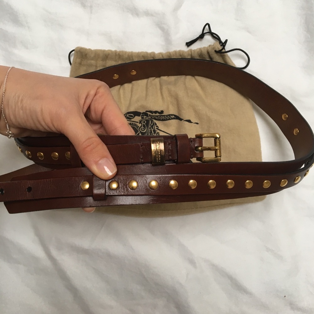 Authentic Burberry brown belt with gold studs