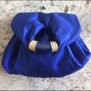 Royal blue satin evening bag