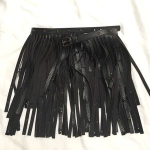 Black fringe belt