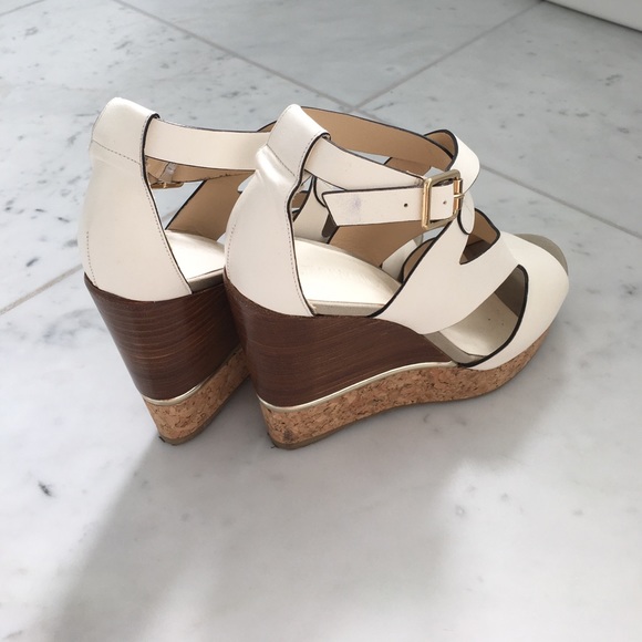 Jimmy Choos 5" platform White Sandals in size 38 - Picture 3 of 5