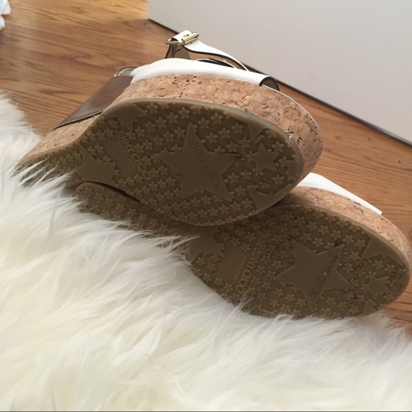 Jimmy Choos 5" platform White Sandals in size 38 - Picture 5 of 5