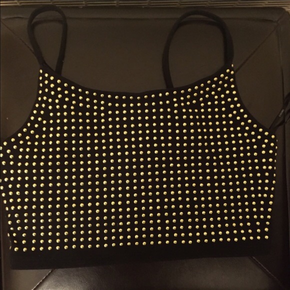 Gold studded crop top. - Picture 3 of 3