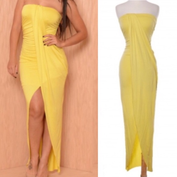 Dresses & Skirts - Yellow Maxi Wrap Tube Dress