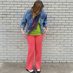 Linen Wide Leg Coral Pants