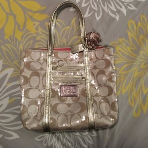 Coach sequin poppy tote