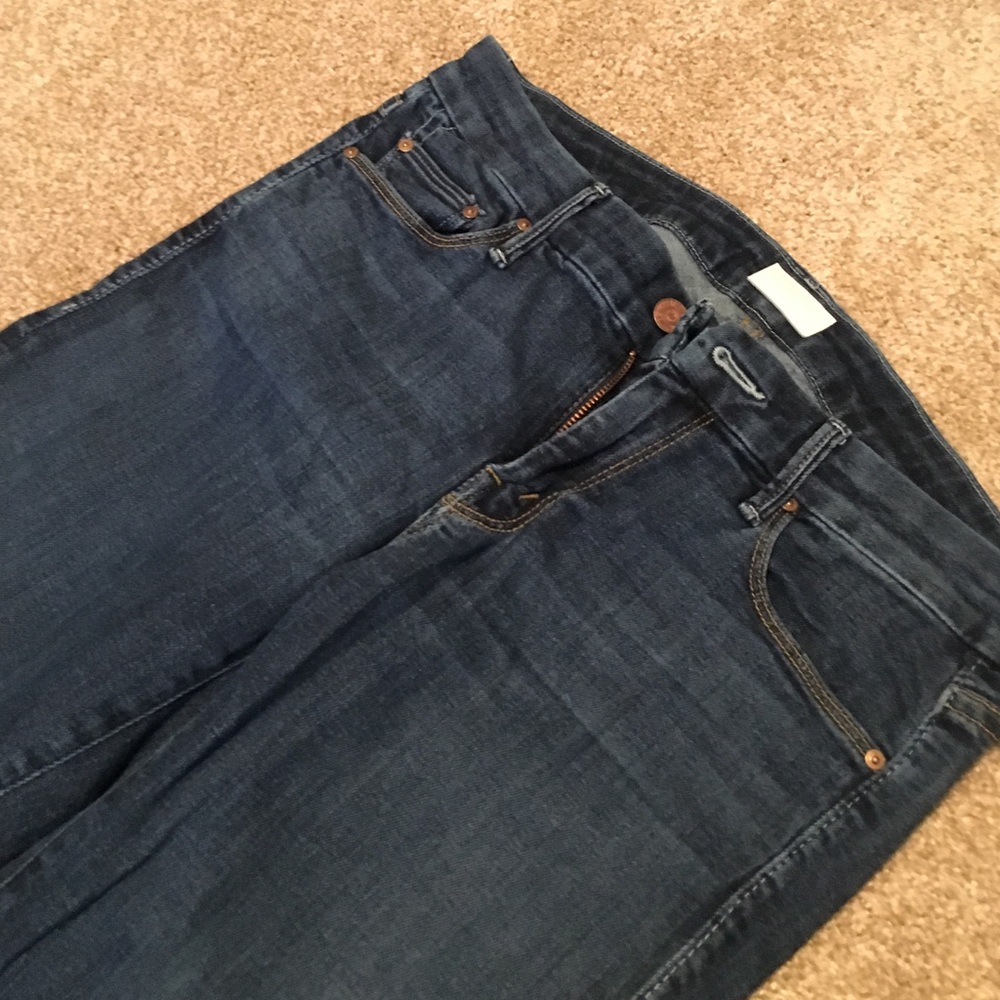Lightly warn Mother jeans.