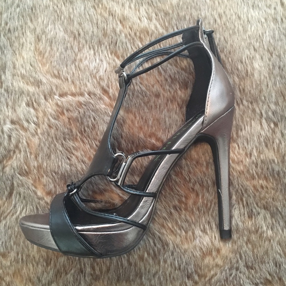 Paper Fox Metallic Strappy Sexy Heels