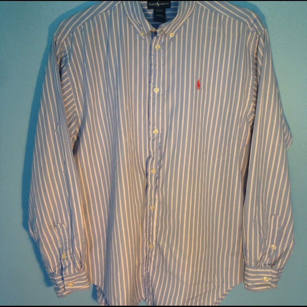 POLO Dress shirt Blue and White Striped
