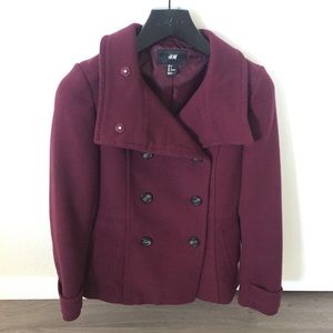 H&M Burgundy Wool Coat