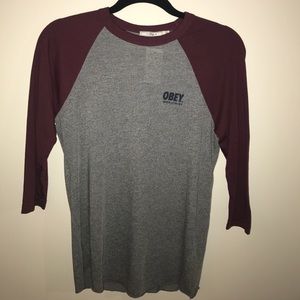 NWT Obey 3/4 Sleeve Baseball Tee