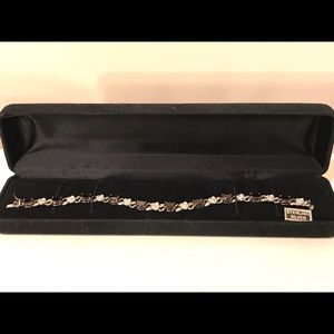 Silver Rose and Ruby Bracelet