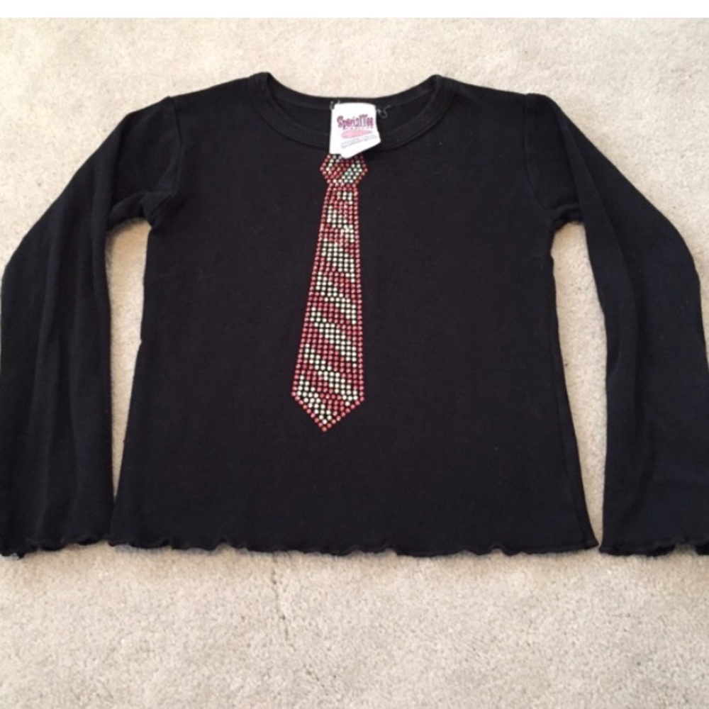 Girls Tee with Bedazzled Tie