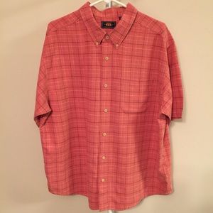 Men's Coral Plaid Button Front Shirt - XL